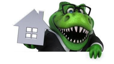 Eğlenceli çizgi film karakteri ile ev - 3d çizim