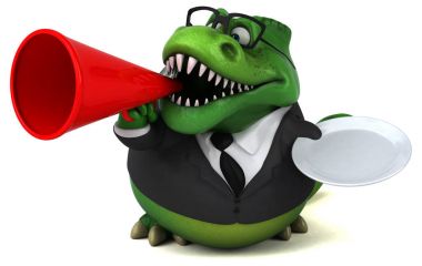 Eğlenceli çizgi film karakteri ile plaka - 3d çizim