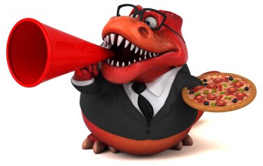 Pizza - 3d çizim ile eğlenceli çizgi film karakteri