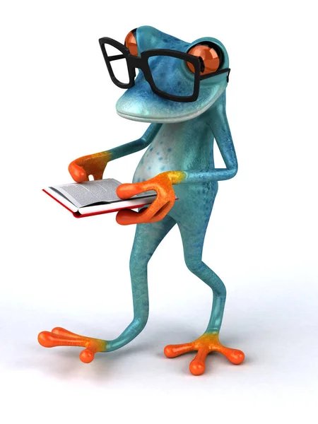 有趣的青蛙与书 — 图库照片