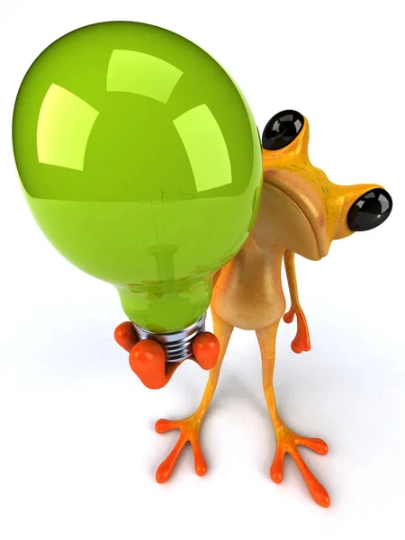 Fun Frog Holding Lamp Illustration — Stock Photo, Image