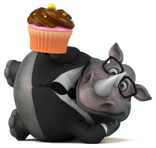 Cartoon Character Holding Cupcake Illustration — Stock Photo, Image