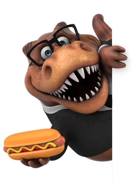 Personagem Desenho Animado Segurando Hotdog Ilustração — Fotografia de Stock