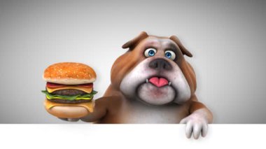 vcartoon karakter ile hamburger - 3d animasyon 