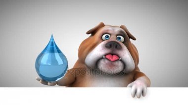 Bulldog eğlenceli çizgi film karakteri ile damla - 3d animasyon 