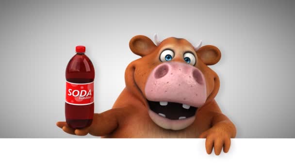 Vache Personnage Dessin Animé Amusant Avec Soda Animation — Video