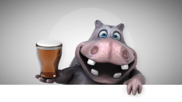 Postać Kreskówki Hippo Piwa Animacji — Wideo stockowe
