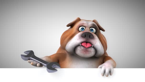 Bulldog Stripfiguur Met Gereedschap Animatie — Stockvideo