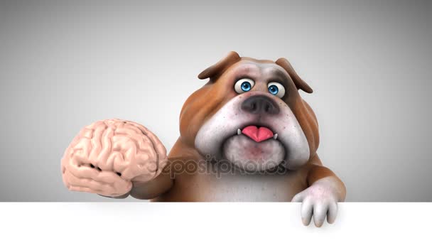 Bulldog Eğlenceli Çizgi Film Karakteri Ile Beyin Animasyon — Stok video