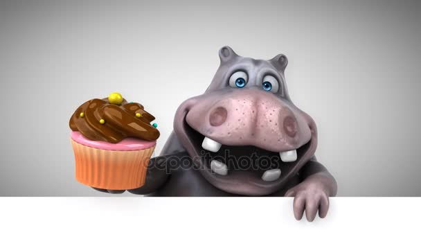 Personagem de desenho animado com cupcake — Vídeo de Stock