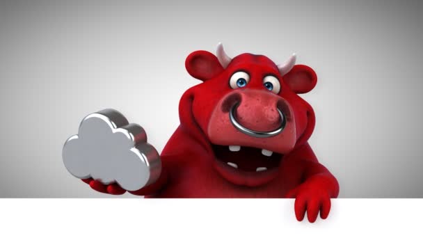 Bull Roliga Seriefiguren Med Cloud Animation — Stockvideo