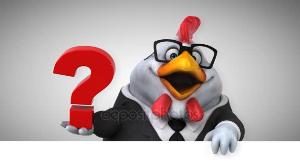 Chicken Fun Cartoon Character Question Animation — Stock Video