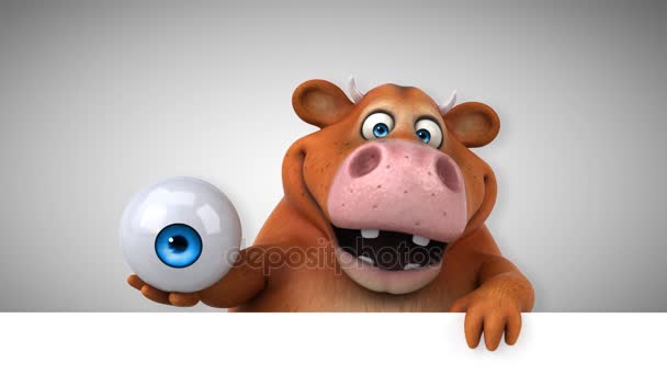 Cow Cartoon Character Eye Animation — Stock Video