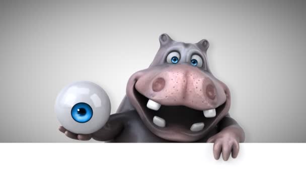 Hippo Grappige Cartoon Karakter Met Oog Animatie — Stockvideo