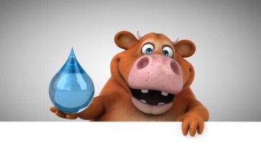 Eğlenceli çizgi film karakteri ile waterdrop - 3d animasyon inek 