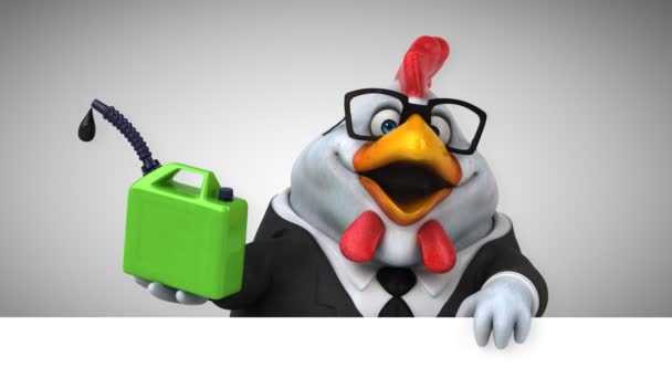 Tavuk Eğlenceli Çizgi Film Karakteri Ile Petrol Animasyon — Stok video