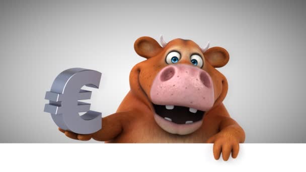 Корова Смішний Мультиплікаційний Персонаж Анімацією Євро — стокове відео