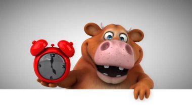 İnek çizgi film karakteri ile saat - 3d animasyon 