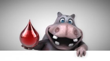 su aygırı eğlenceli çizgi film karakteri ile damla - 3d animasyon 