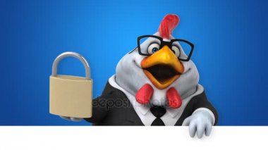 çizgi film karakteri tavuk tutarak asma kilit - 3d animasyon