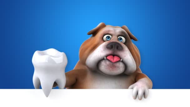 Bulldog Eğlenceli Çizgi Film Karakteri Ile Diş Animasyon — Stok video