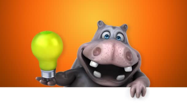 Hippo Roliga Seriefiguren Med Lampa Animation — Stockvideo