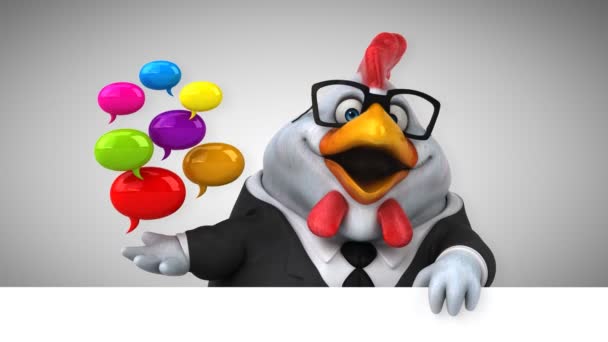 Csirke Vicces Rajzfilm Karaktert Buborékok Animáció — Stock videók