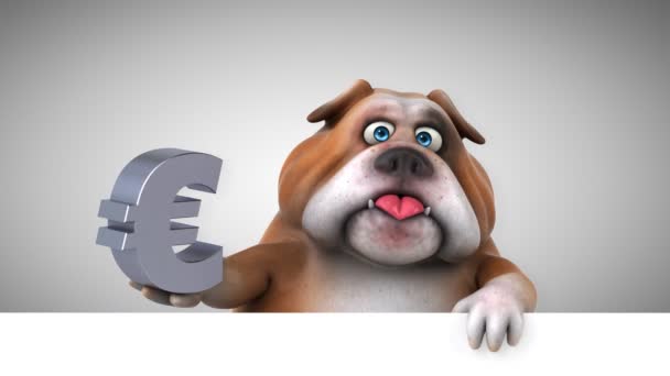 Bulldog Personnage Dessin Animé Amusant Avec Euro Animation — Video