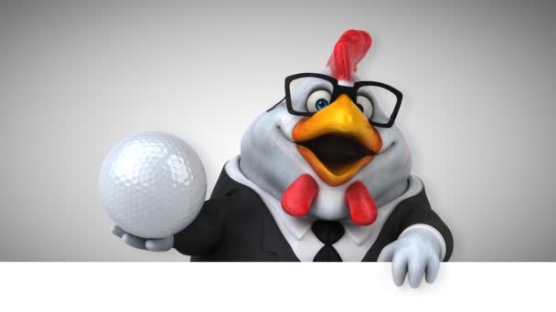 Kyckling Roliga Seriefiguren Med Boll Animation — Stockvideo