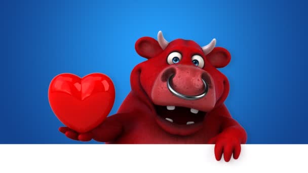 Cow Funny Cartoon Character Heart Animation — Stock Video