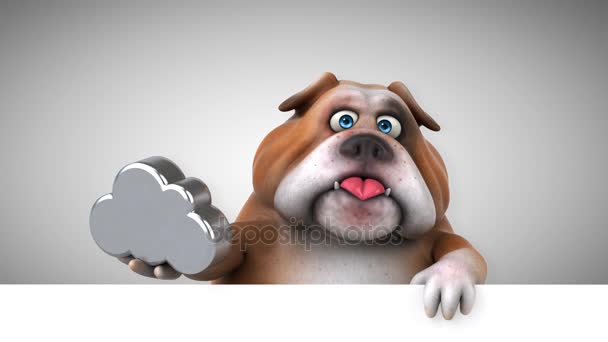 Bulldog Divertido Personaje Dibujos Animados Con Nube Animación — Vídeo de stock