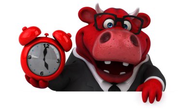 Alarm saati olan komik çizgi film karakteri - 3B İllüstrasyon