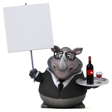 Şaraplı komik çizgi film karakteri - 3D İllüstrasyon