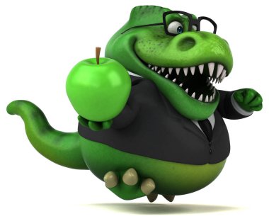 Komik karikatür karakter ile elma - 3d çizim