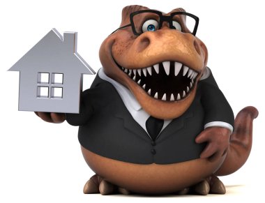 komik çizgi film karakteri ile ev - 3d çizim