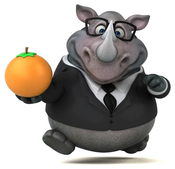 Personaggio Divertente Cartone Animato Con Arancione Illustrazione — Foto Stock