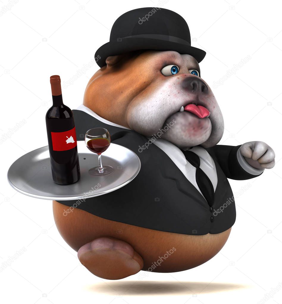 Fun cartoon character with wine  - 3D Illustration