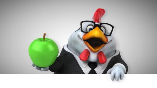 Csirke Szórakoztató Rajzfilmfigura Apple Animáció — Stock videók