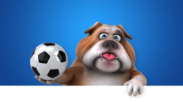 Bulldog Roliga Seriefiguren Med Boll Animation — Stockvideo