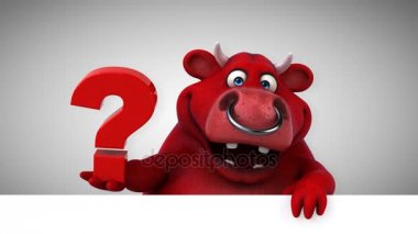 Boğa çizgi film karakteri ile soru - 3d animasyon 