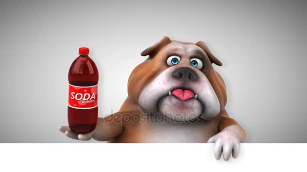 Personagem Desenho Animado Bulldog Segurando Refrigerante Animação — Vídeo de Stock