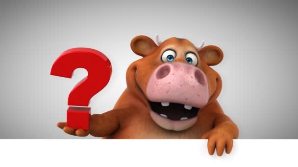 Cow Cartoon Character Question Animation — Stock Video