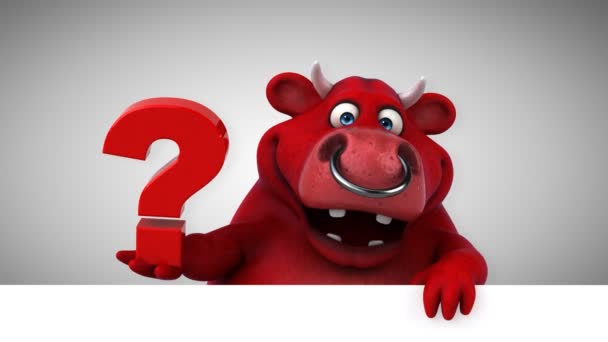 Bull Cartoon Character Question Animation — Stock Video