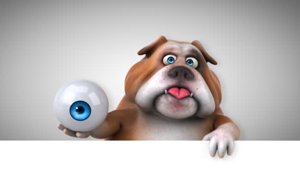 Bulldog Divertido Personaje Dibujos Animados Con Ojo Animación — Vídeo de stock