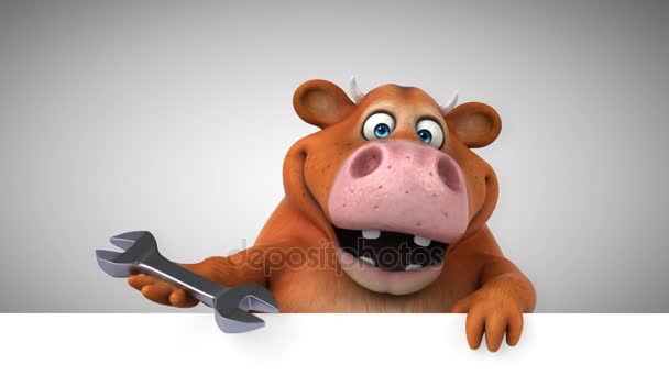 Personagem Desenhos Animados Vaca Com Ferramenta Animação — Vídeo de Stock