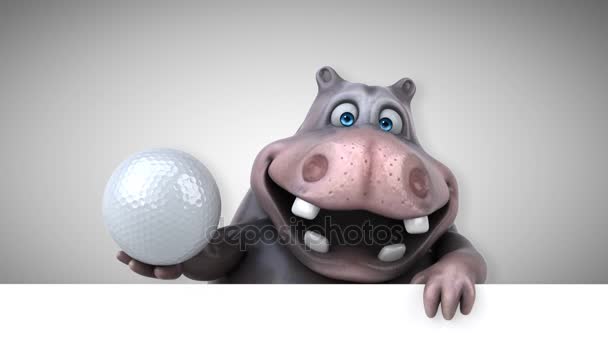 Hippo Śmieszne Kreskówka Ball Animacja — Wideo stockowe