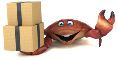 -3d çizim eğlenceli çizgi film karakteri ile kutuları