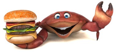 Hamburger - 3d çizim ile eğlenceli çizgi film karakteri