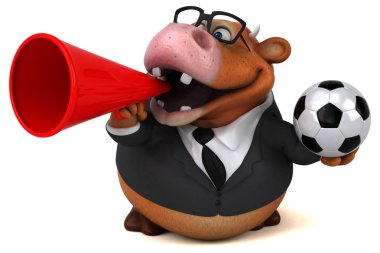 Eğlenceli çizgi film karakteri ile topu - 3d çizim