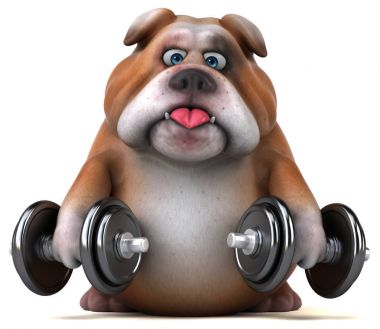 -3d çizim ile eğlenceli bulldog ağırlık